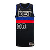 Detroit Pistons Personalized Youth Jordan Brand Statement 22-23 Swingman Jersey in Black - Front View