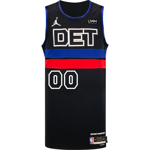 Detroit Pistons Personalized Jordan Brand Statement 22-23 Swingman Jersey in Black - Front View