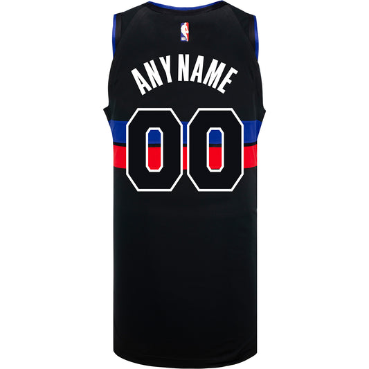 Detroit Pistons Personalized Jordan Brand Statement 22-23 Swingman Jersey in Black - Back View