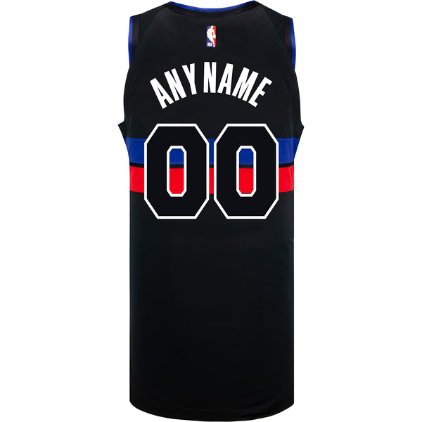 Detroit Pistons Personalized Jordan Brand Statement 22-23 Swingman Jersey in Black - Back View