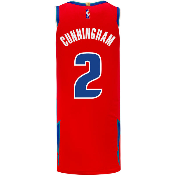 Cade Cunningham Nike Authentic Remix Jersey in Red - Back View