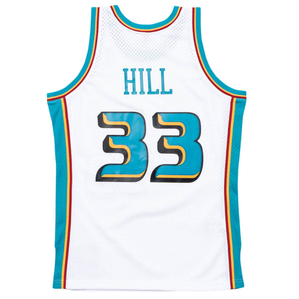 Mitchell & Ness Pistons 1998-99 Grant Hill Throwback Jersey in White - Back View