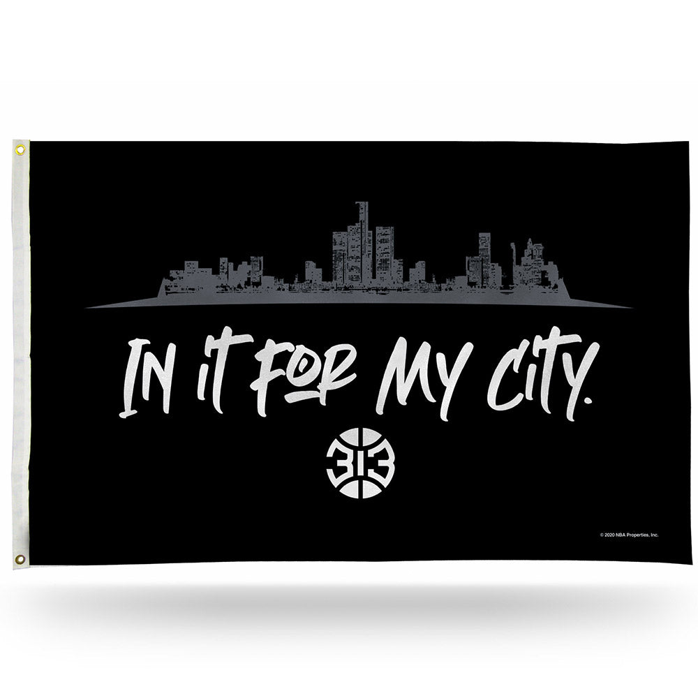 Detroit Pistons 3x5 Pistons Flag in Black - Front View