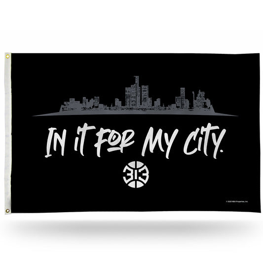 Detroit Pistons 3x5 Pistons Flag in Black - Front View