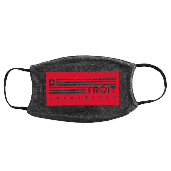 Detroit Pistons Detroit Basketball Face Cover in Gray - Front View