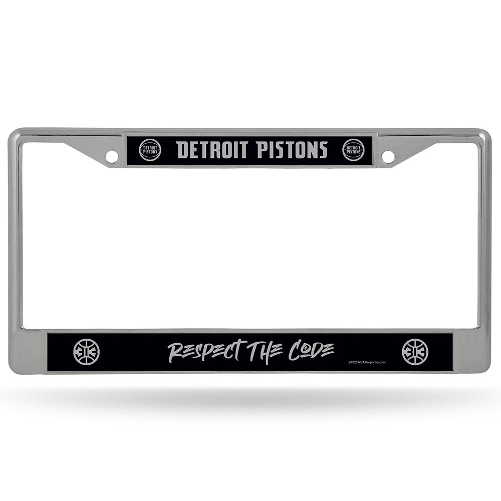 Detroit Pistons Respect the Code License Plate Frame in Silver - Front View