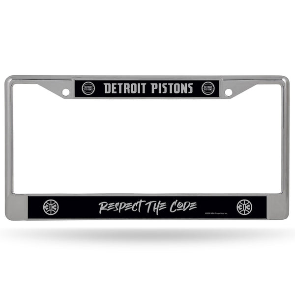 Detroit Pistons Respect the Code License Plate Frame in Silver - Front View