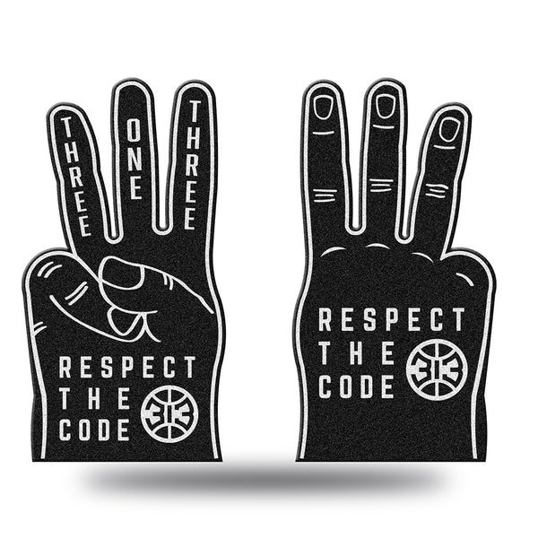 Detroit Pistons 313 Respect the Code Foam Finger in Black - Front and Back View