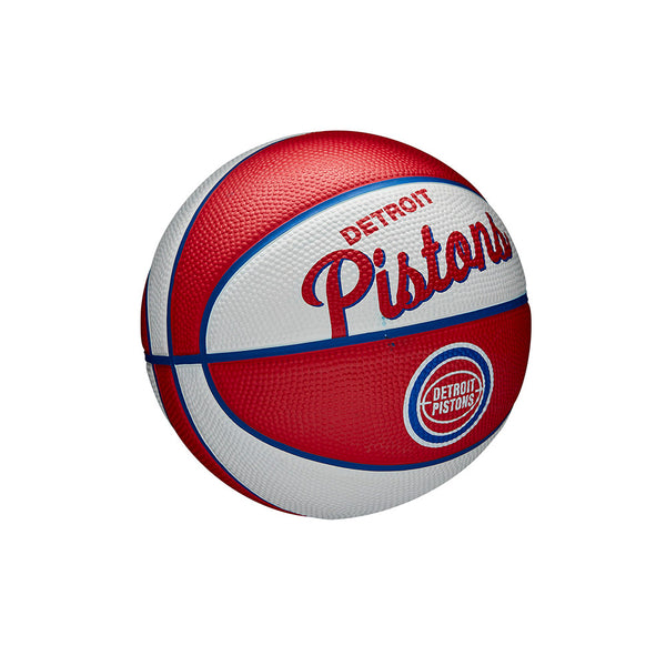 Pistons Team Retro Rubber Mini Basketball in White and Red - Right View