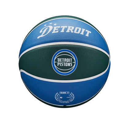 Wilson Pistons 2022-2023 City Edition Basketball in Blue/Green - Side View