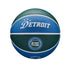 Wilson Pistons 2022-2023 City Edition Basketball in Blue/Green - Side View