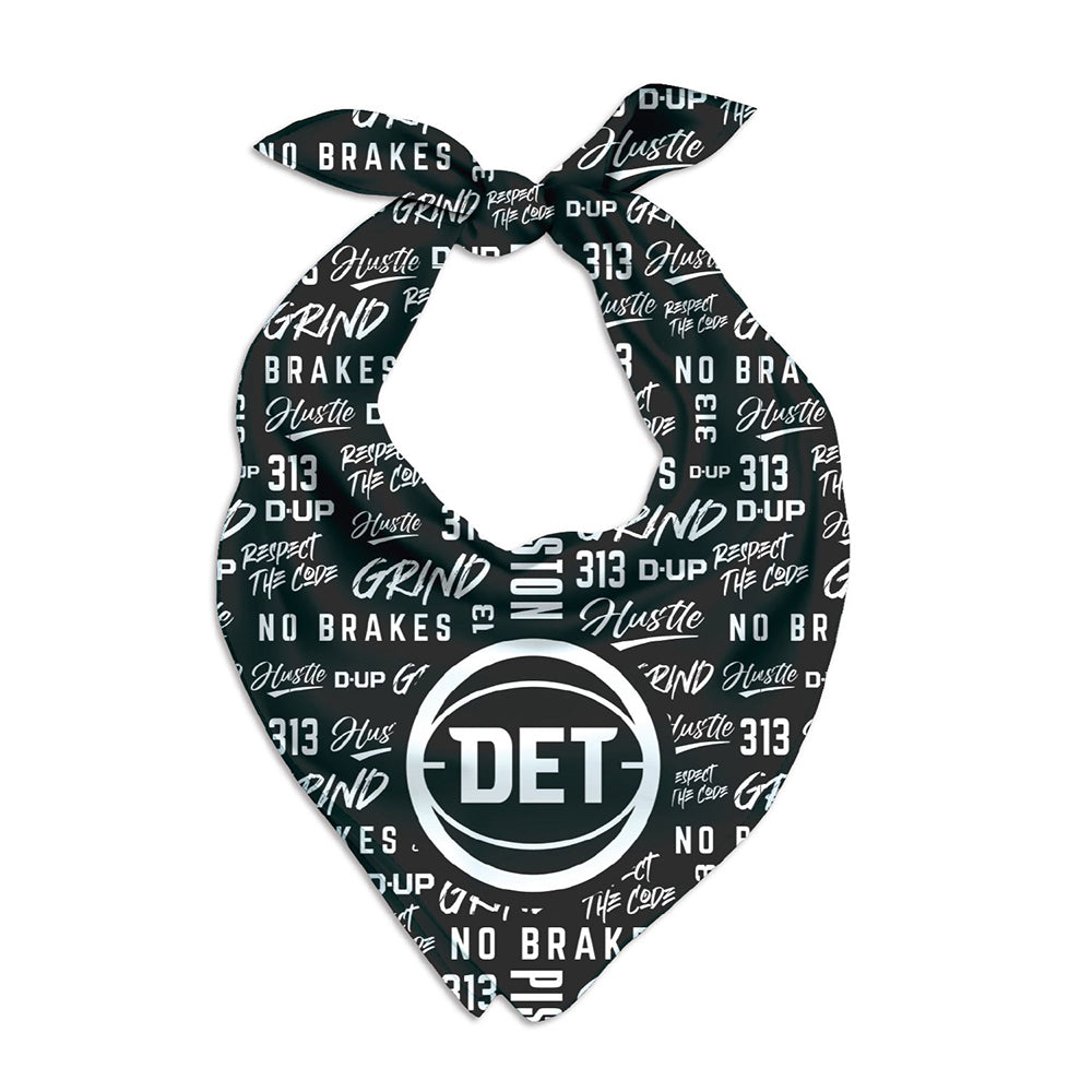 FreshPawz Pistons Bandana in Black - Front View