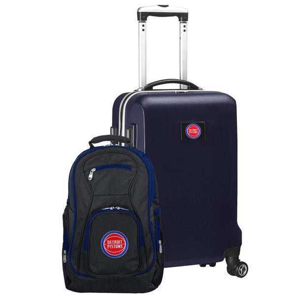 Detroit Pistons Suitcase/Carry On Set in Black - Front View