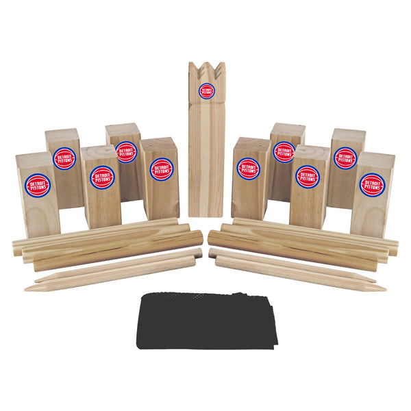 Detroit Pistons Kubb Viking Chess in Brown - Front View