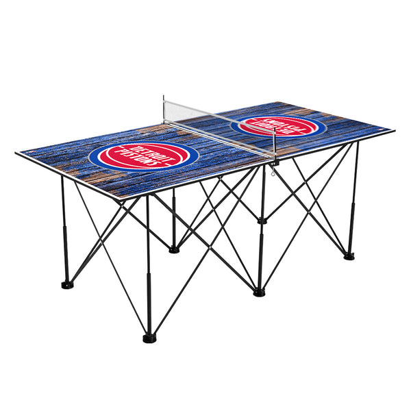 Detroit Pistons Pop Up Table Tennis 6ft Weathered Design in Blue - Front View