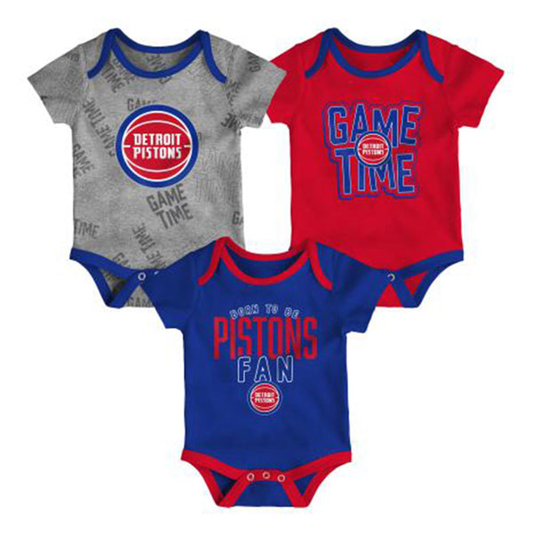 Infant Outerstuff Pistons Onesie in Blue, Red, and Gray - Front Full Set View