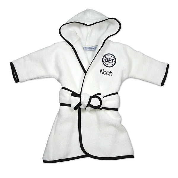 Detroit Pistons White Personalized DET Infant Robe - Front View