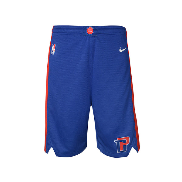 Youth Nike Pistons Swingman Icon Basketball Shorts in Blue - Front View