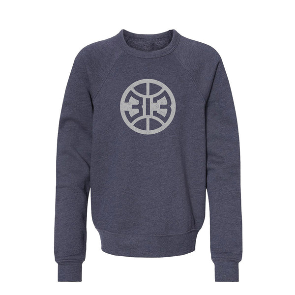 Youth Pistons 313 Logo Crewneck Sweatshirt in Gray - Front View