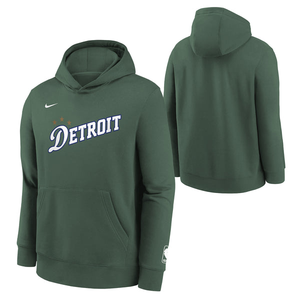 Pistons 2022-23 City Edition Youth Hoodie in Green - Front/Back View