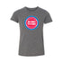 Youth Pistons Primary Team Logo T-Shirt in Gray - Front View
