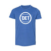 Youth Pistons DET Logo T-Shirt in Blue - Front View