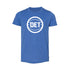 Youth Pistons DET Logo T-Shirt in Blue - Front View