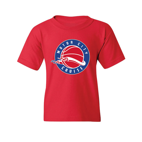 Youth Motor City Cruise T-shirt in Red - Front View