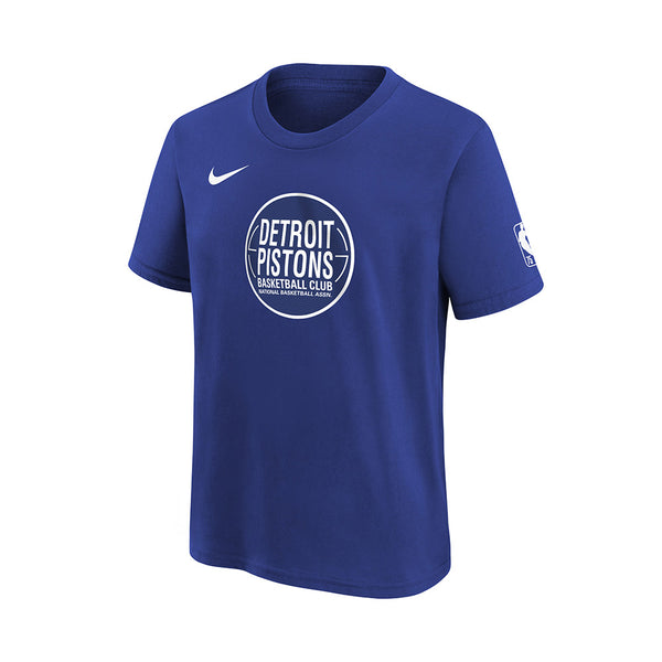 Youth Nike Pistons Remix Logo T-Shirt in Blue - Front View
