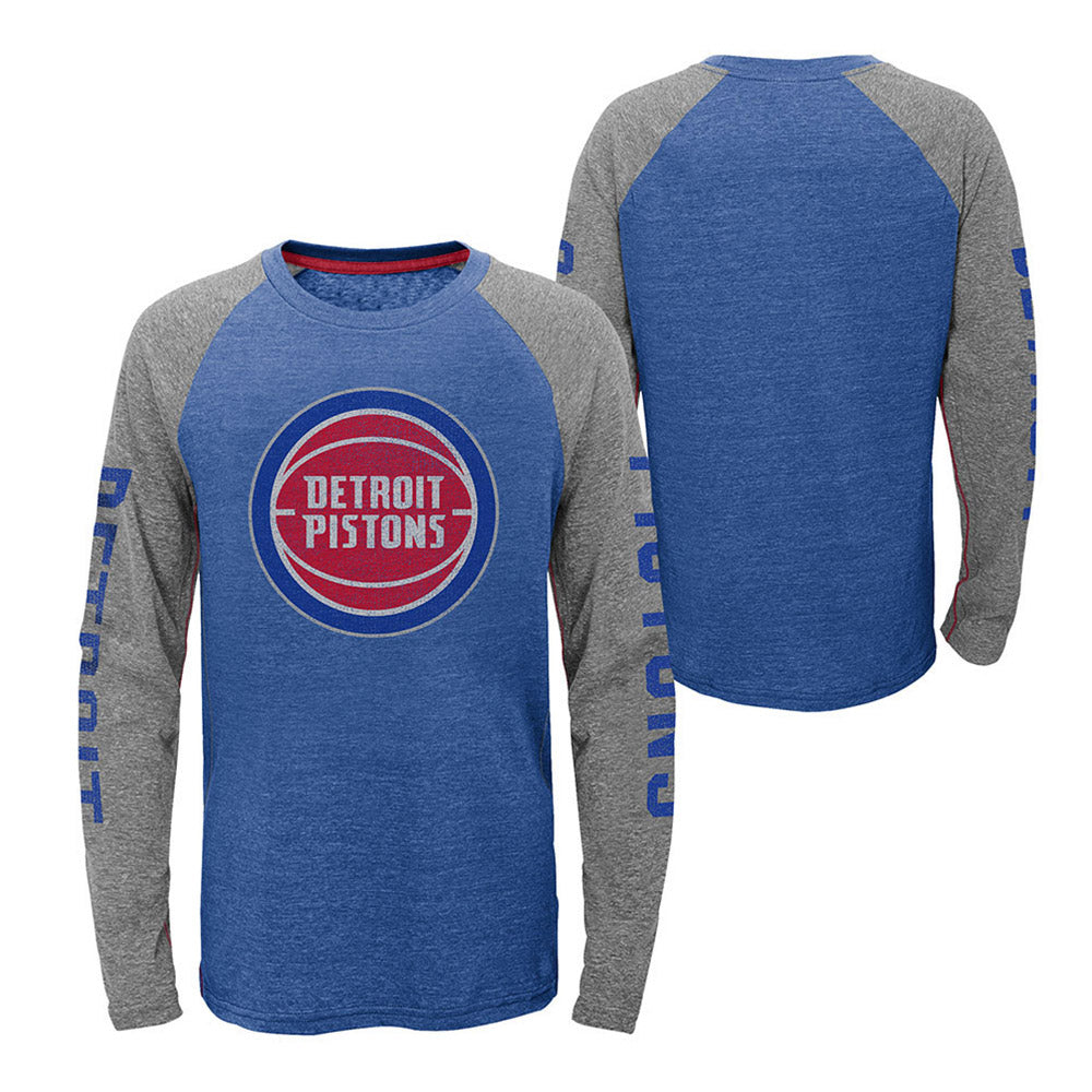 Youth Outerstuff Pistons Fadeaway Long Sleeve T-Shirt / Large