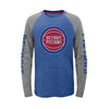 Youth Outerstuff Pistons Fadeaway Long Sleeve T-Shirt in Blue and Gray - Front View