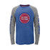Youth Outerstuff Pistons Fadeaway Long Sleeve T-Shirt in Blue and Gray - Front View
