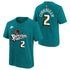Nike Hardwood Classic Youth Cunningham Name & Number T-Shirt in Teal - Front/Back View