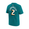 Nike Hardwood Classic Youth Cunningham Name & Number T-Shirt in Teal - Back View