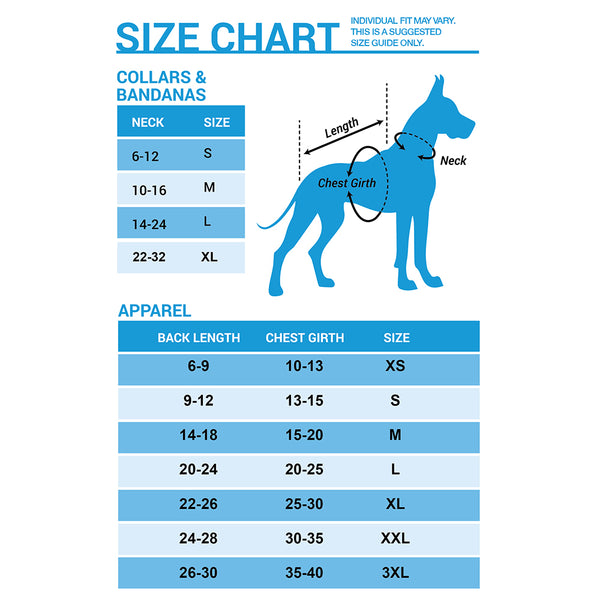 Detroit Pistons Pet Jersey Size Chart